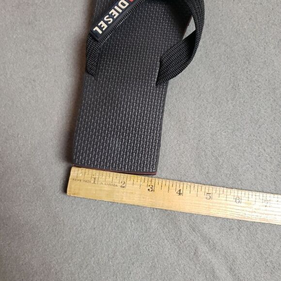 Rare Y2K Square Toe Black Diesel 8 Women or 6 Men Flip Flop Sandle Vtg Beach - Picture 12 of 13